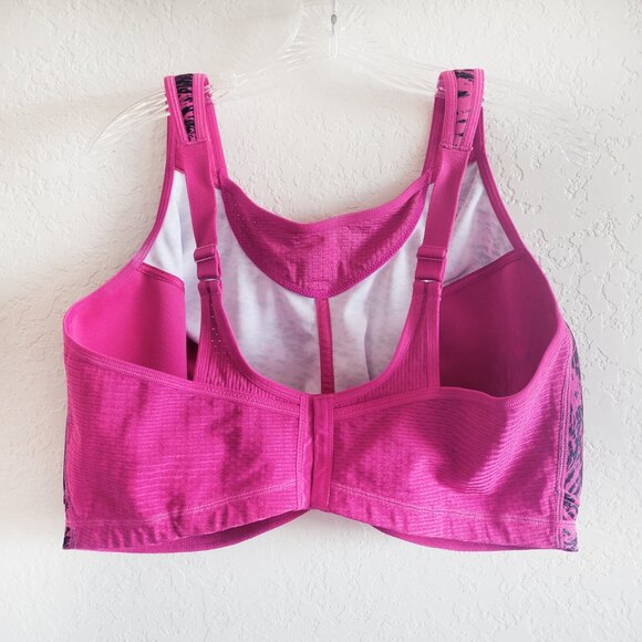 NWOT Glamorise Sport Sports Bra Pink Black Size 48H Plus - Picture 2 of 11